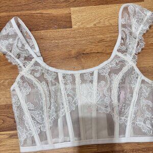 Victoria's Secret, Dream Angels Boho Floral Embroidery Cap-Sleeve Corset Top